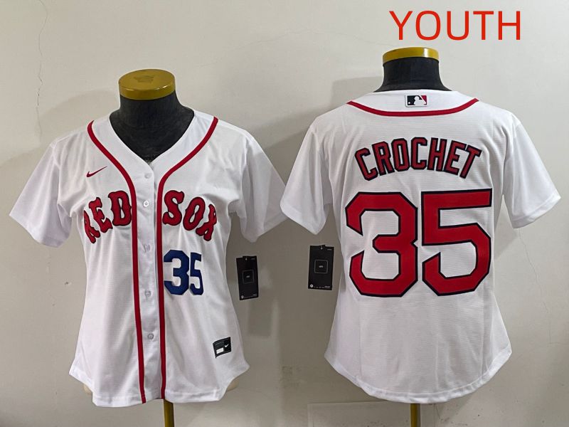 Youth 2025 Boston Red Sox #35 Crochet White Game Nike MLB Jersey style 3